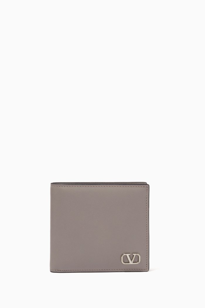 

Valentino Garavani VLOGO Signature Wallet in Leather, Grey