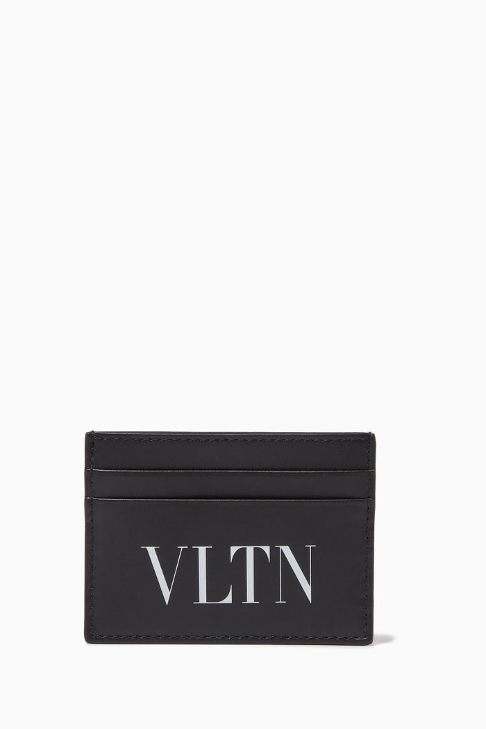 

Valentino Garavani VLTN Card Holder in Leather, Black