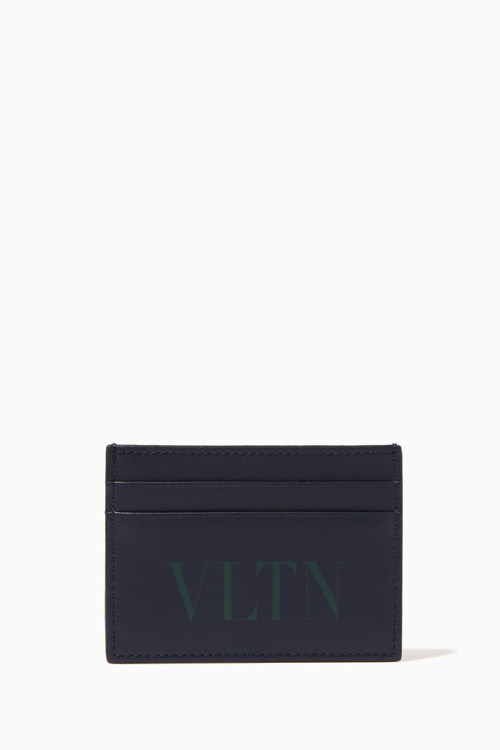 

Valentino Garavani VLTN Card Holder in Leather, Green