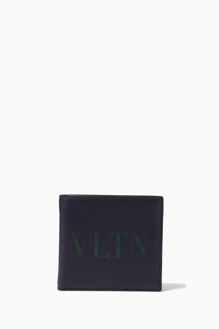 

Valentino Garavani VLTN Billfold Wallet in Leather, Green