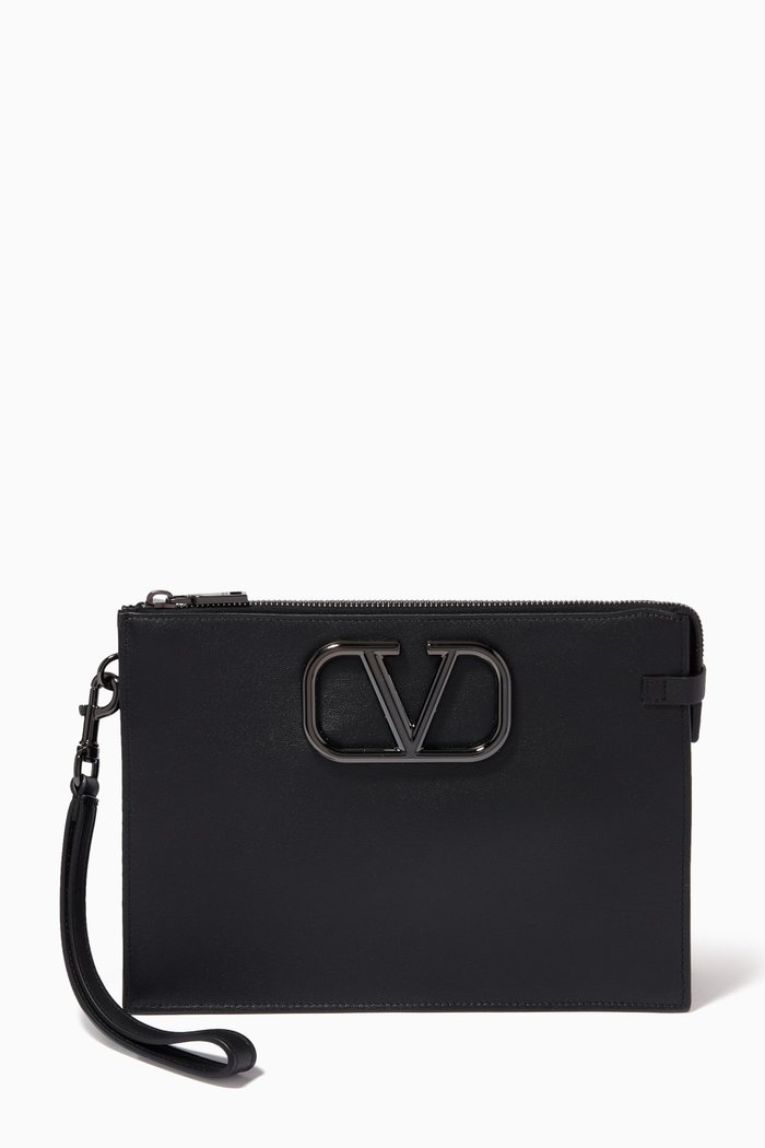 

Valentino Garavani VLOGO Pouch in Leather, Black
