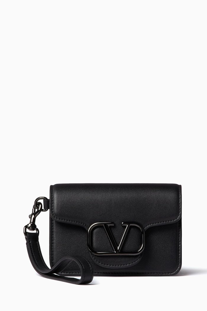 

Valentino Garavani Locò VLogo Signature Mini Pouch in Leather, Black
