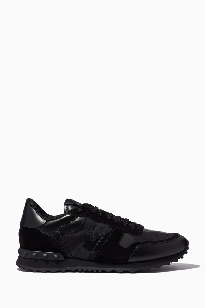 

Valentino Garavani Camouflage Rockrunner Sneakers in Nappa, Black
