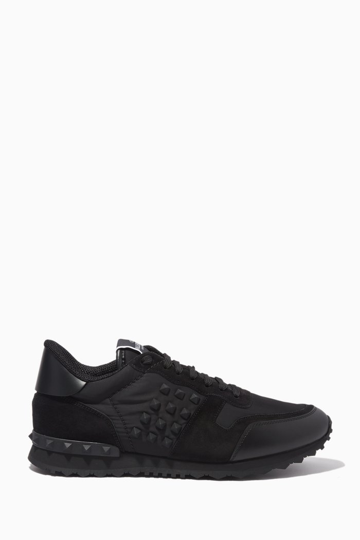 

Valentino Garavani Rockstud Sneakers in Leather & Suede, Black