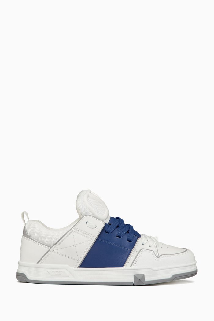 

Valentino Garavani Open Skate Sneakers in Calf Leather & Mesh, White
