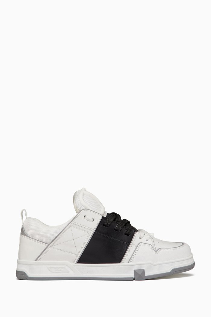 

Open Skate Sneakers in Calf Leather and Mesh, White