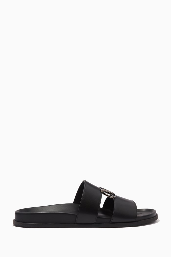 

VLogo Signature Sandals in Leather, Black