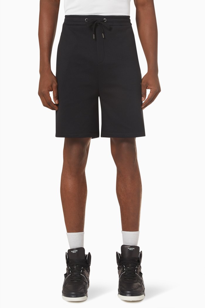 

VLOGO Print Bermuda Shorts in Technical Cotton, Black