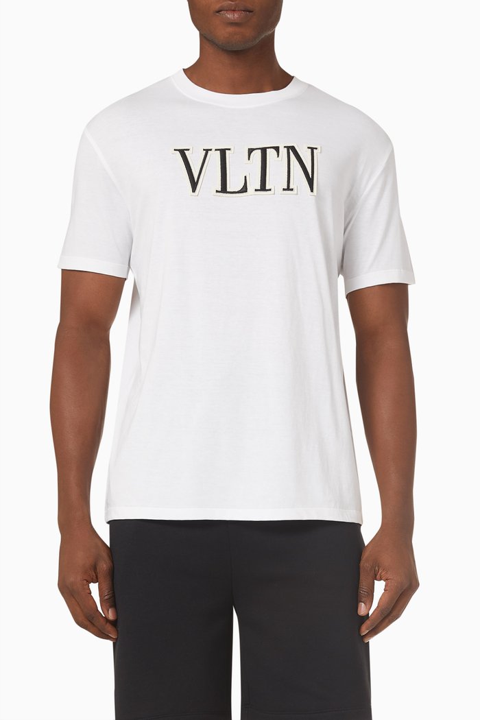 

VLTN Embroidered Crewneck T-shirt in Cotton, White