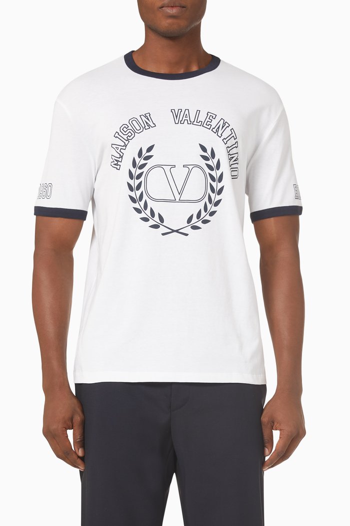 

Maison Valentino Embroidered T-shirt in Cotton, White