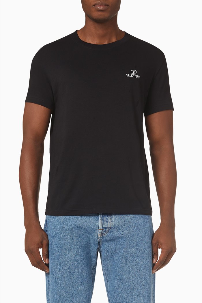 

VLOGO Valentino Print T-shirt in Cotton, Black