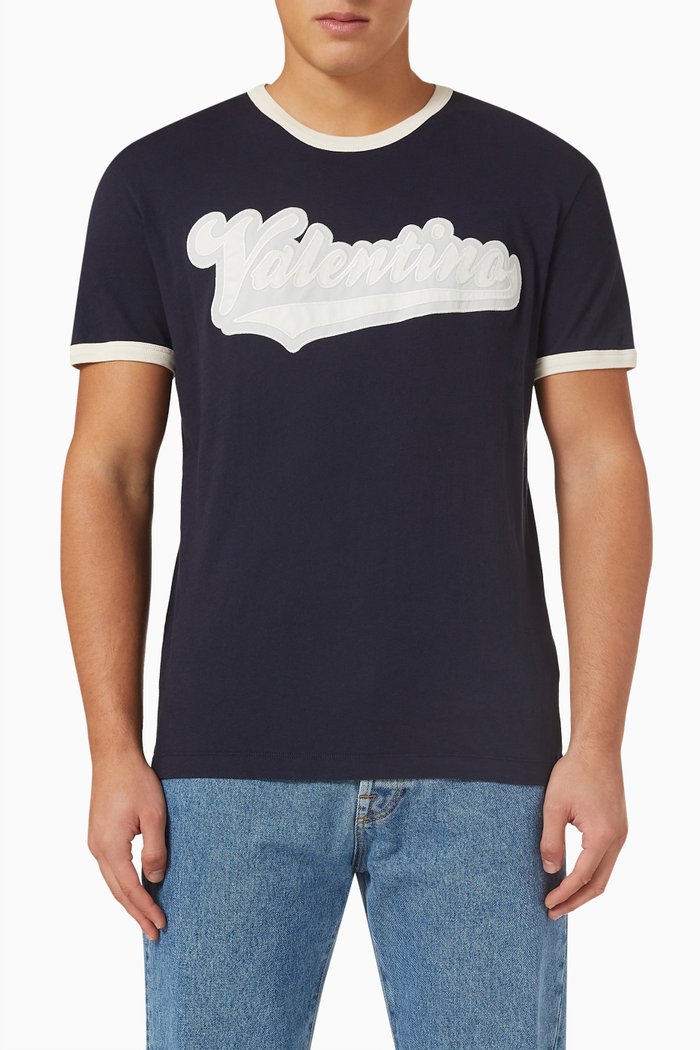 

Valentino Embroidered Patch T-shirt in Cotton, Blue