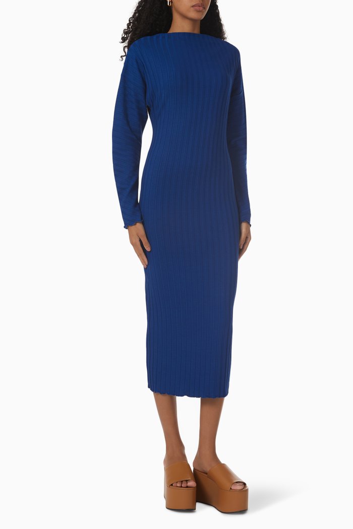 

Zippie Midi Dress in Ribbed Micro Modal, Blue