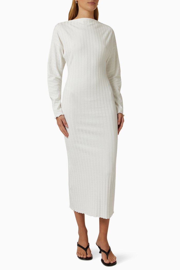 

Zippie Midi Dress in Ribbed Micro Modal, White