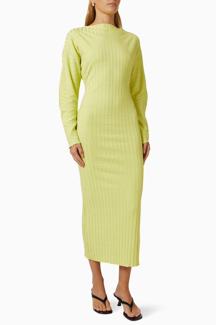 

Zippie Midi Dress in Ribbed Micro Modal, Yellow