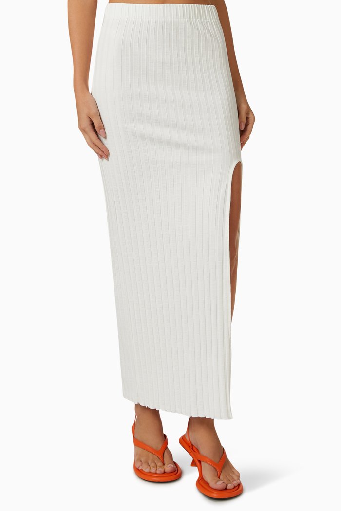 

Macu Midi Skirt in Ribbed Mirco Modal, White