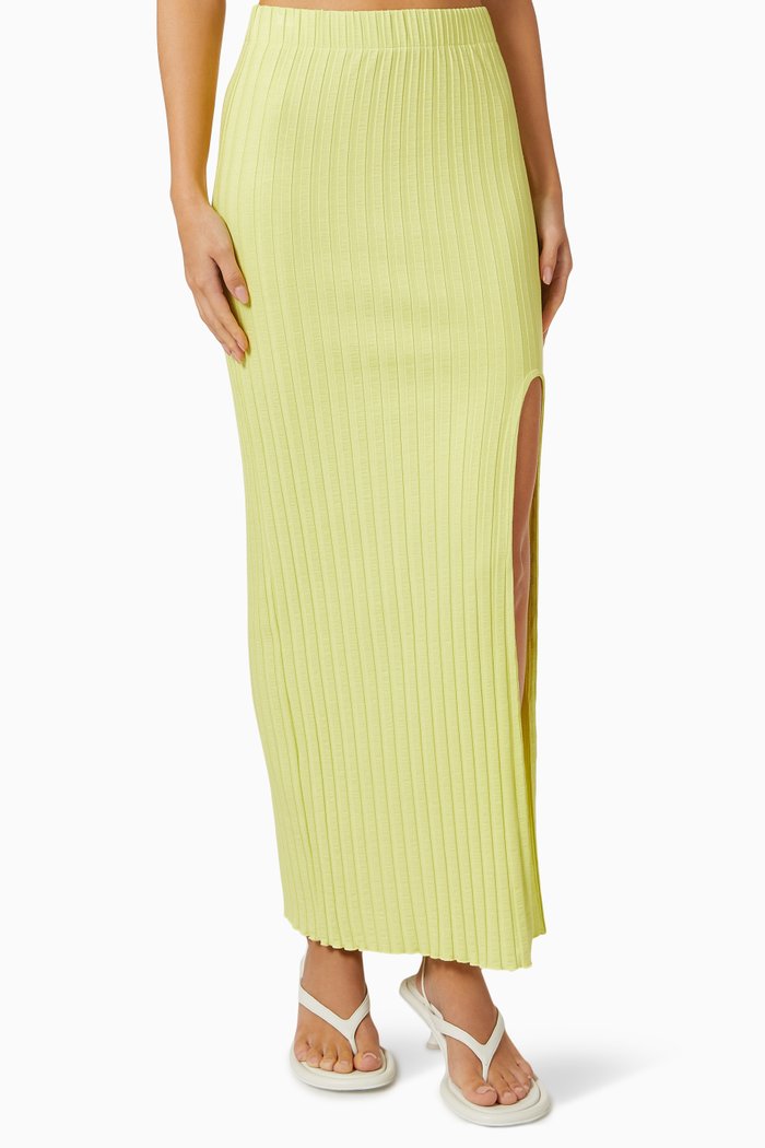 

Macu Midi Skirt in Ribbed Mirco Modal, Yellow