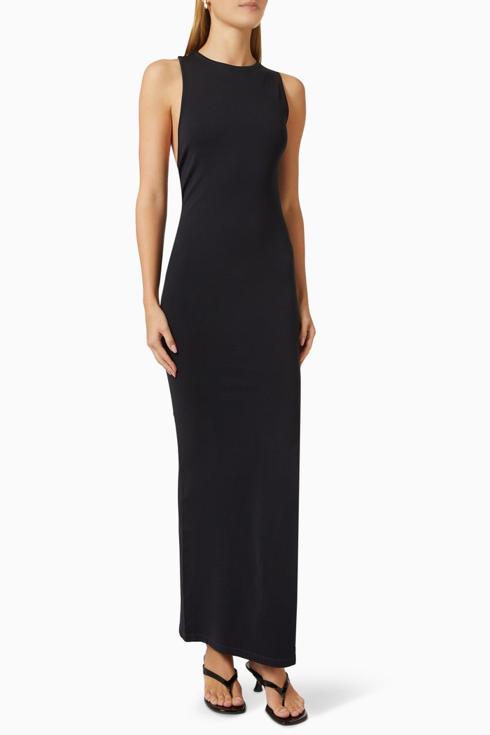 

Lou Sleeveless Midi Dress in Stretch Nylon, Black