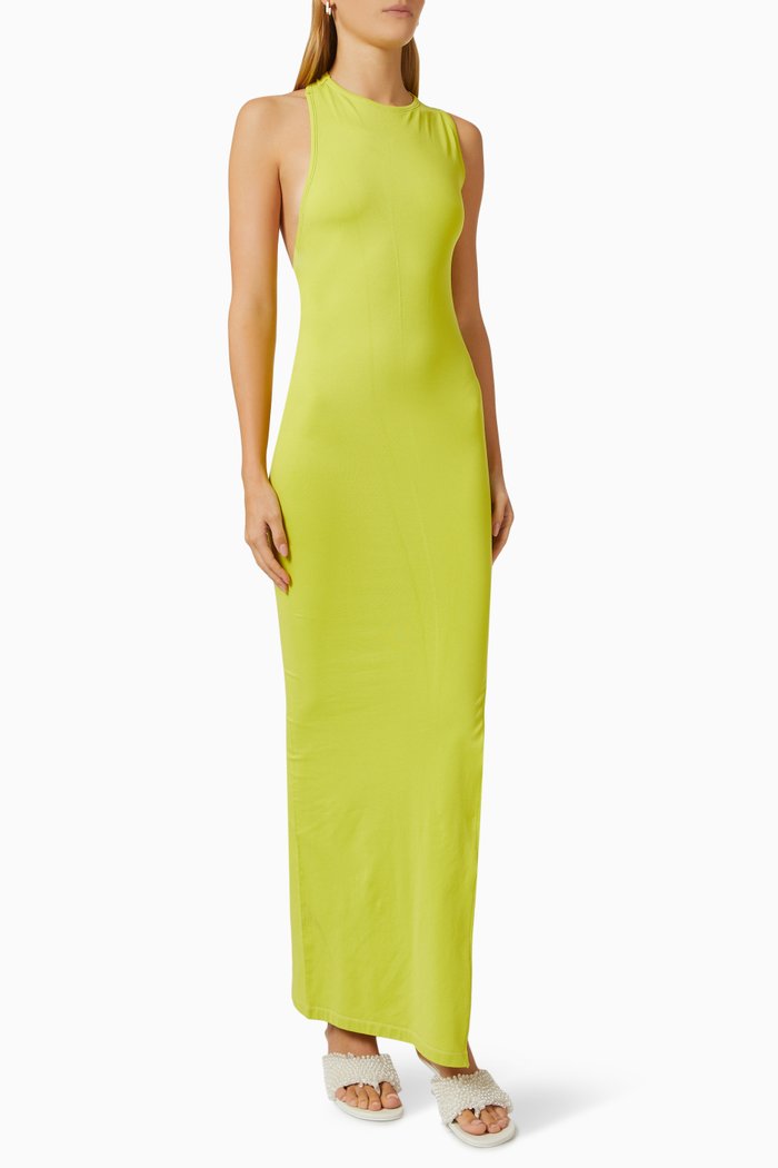 

Lou Sleeveless Midi Dress in Stretch Nylon, Green