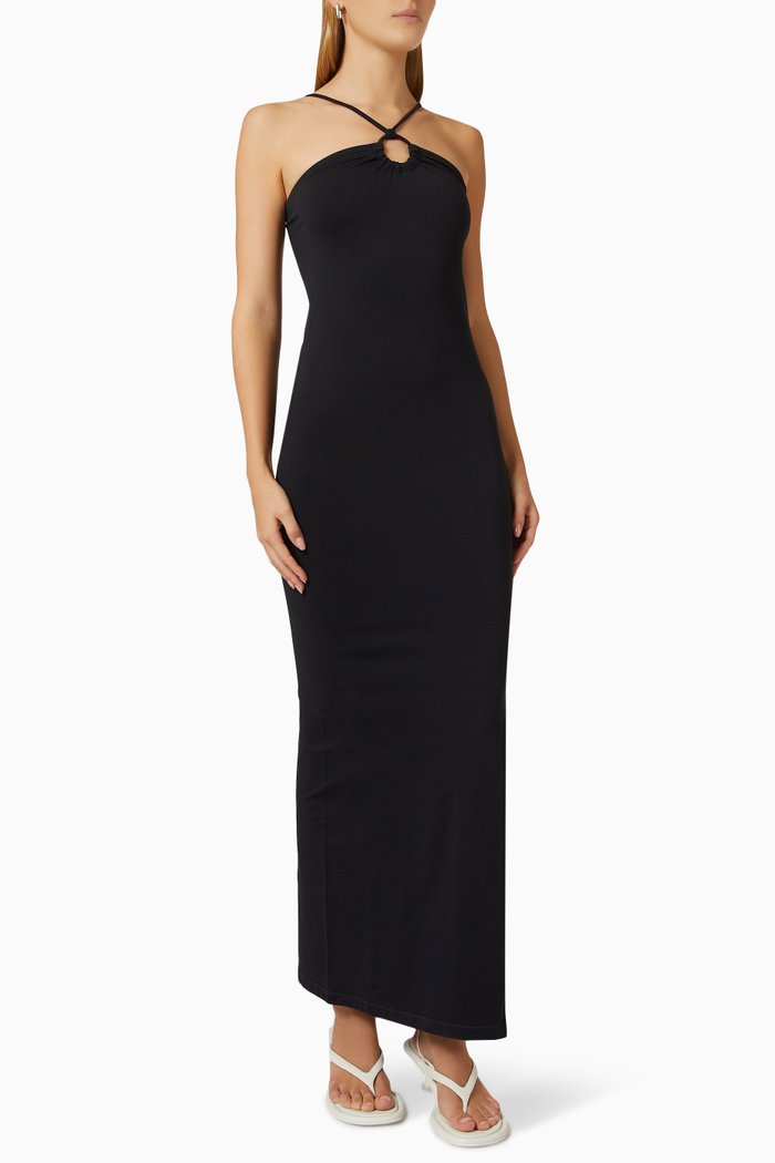 

Forro Halter Maxi Dress in Stretch Nylon, Black
