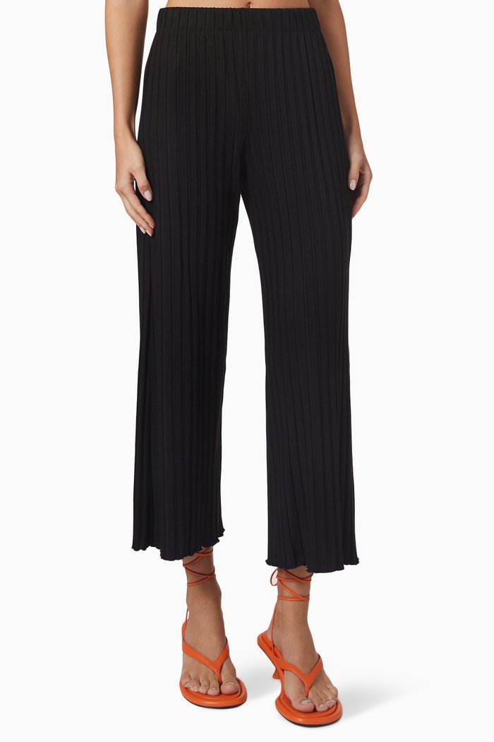 

Alder Wide Crop Pants in Mirco Modal Rib, Black