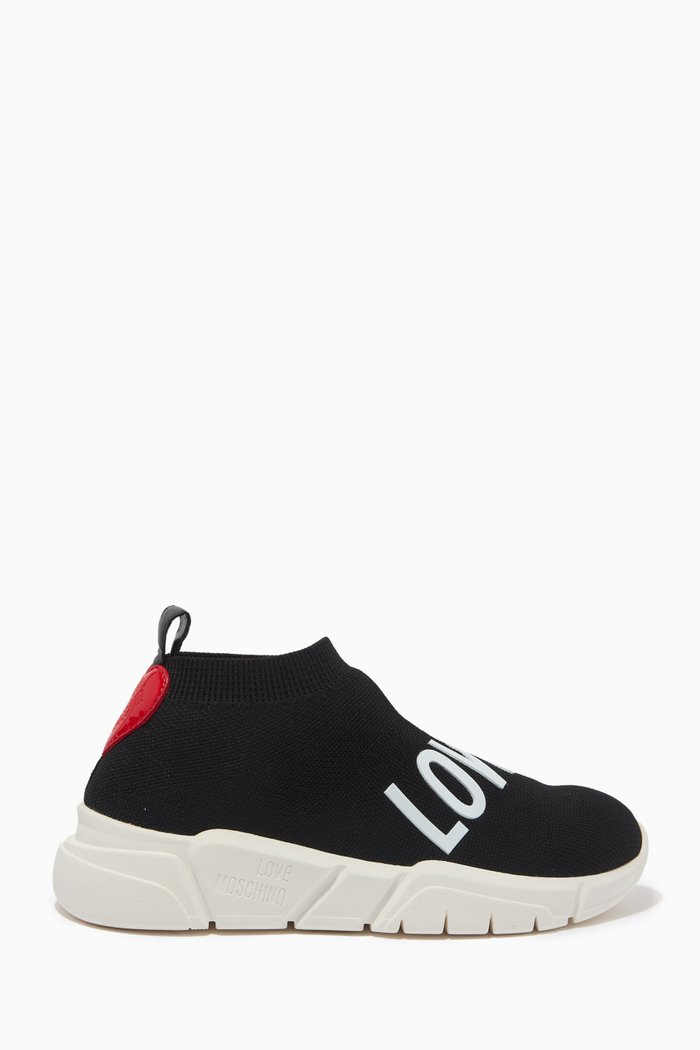 

Sock Sneakers in Logo Knit, Black