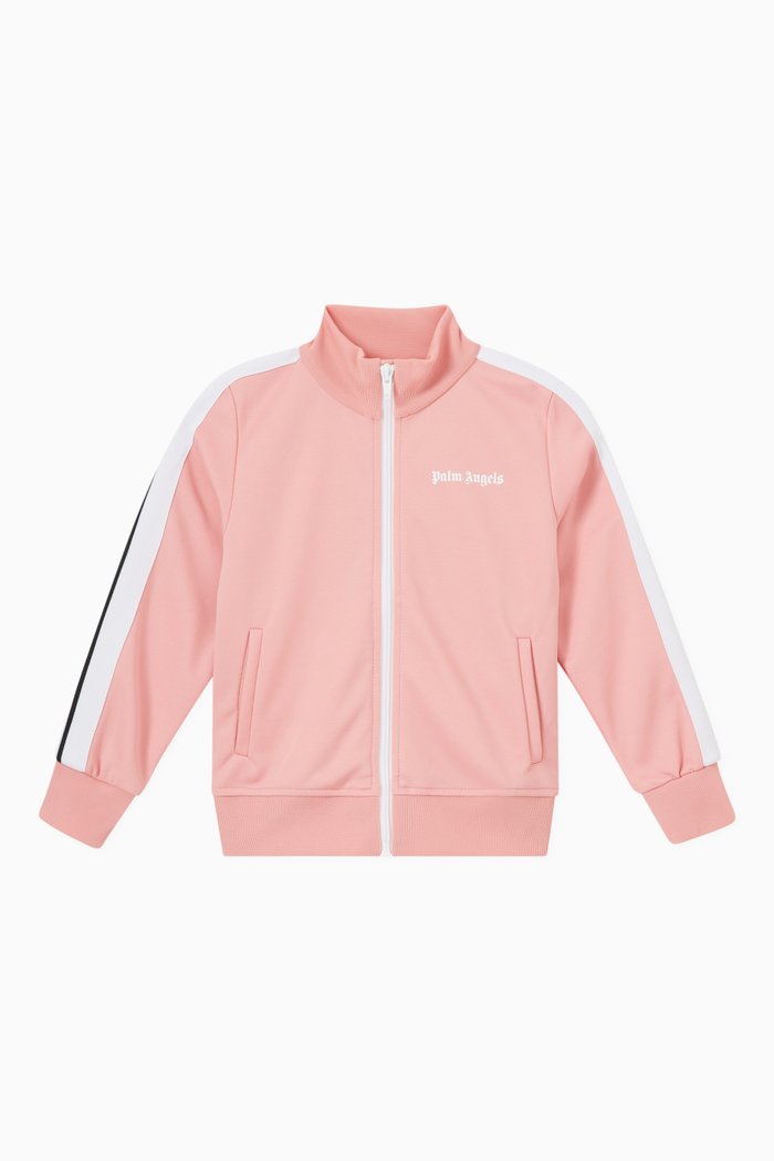 

Logo Striped Track Jacket in Polyester & Cotton, Pink