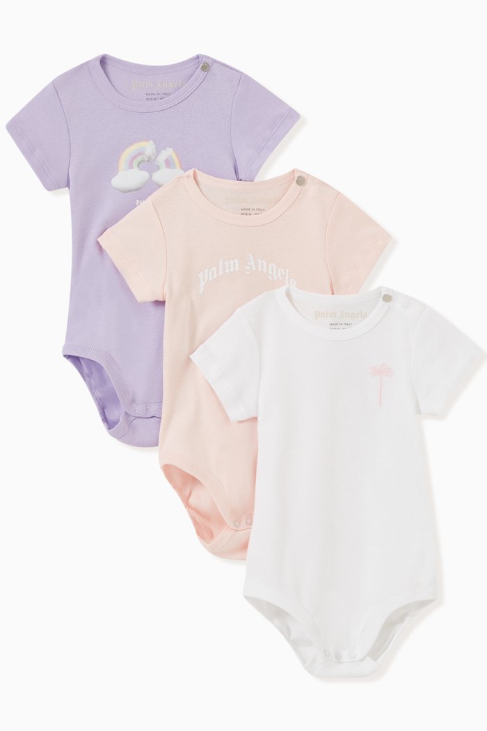 

Logo Print Bodysuits, Set of Three, Multicolour