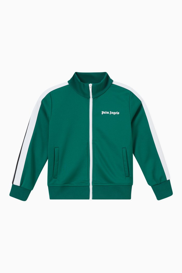 

Striped Logo Track Jacket in Cotton, Green