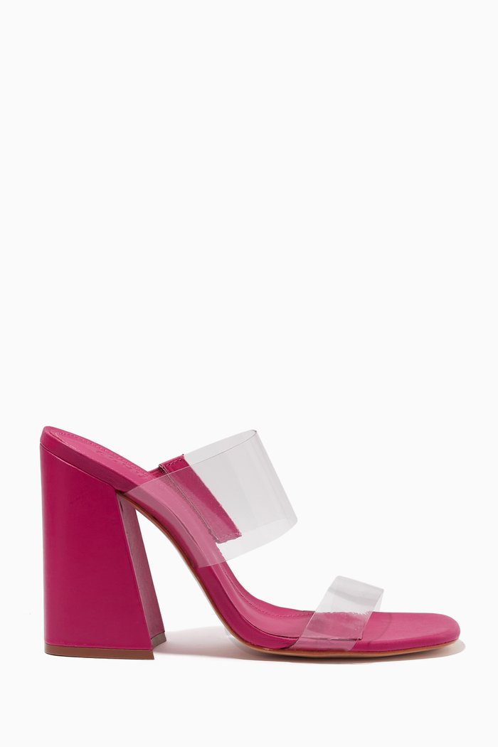

Victorie Block-heel Mules in Leather, Pink