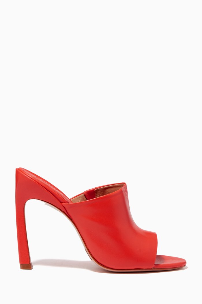 

Danni Round-toe Mules in Leather, Orange