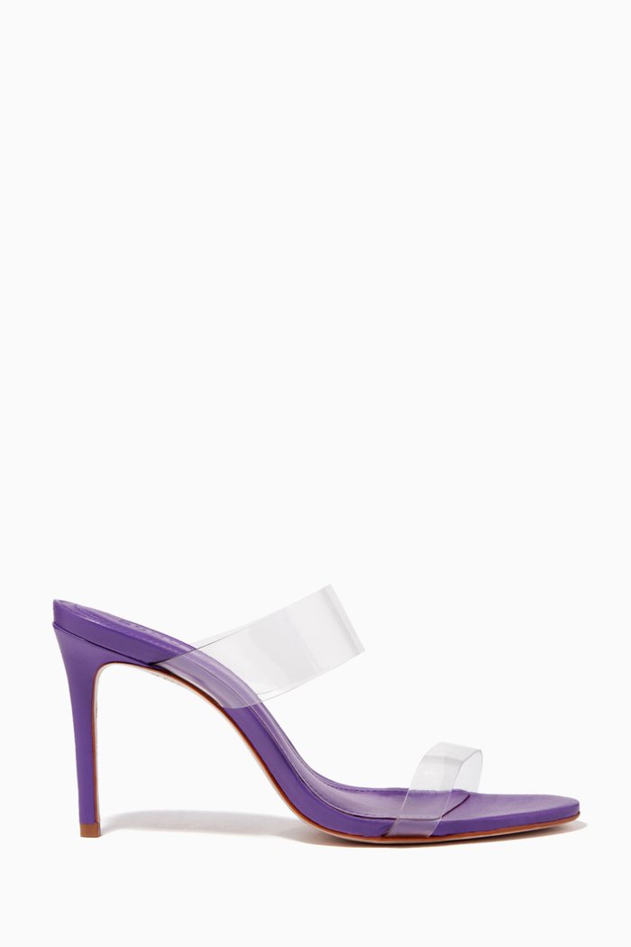 

Ariella Round-toe Mules in Leather, Purple