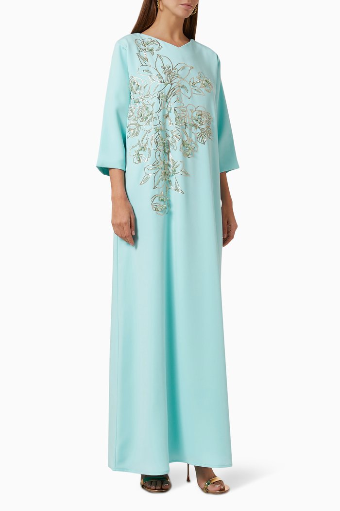 

Embellished Floral Kaftan, Blue