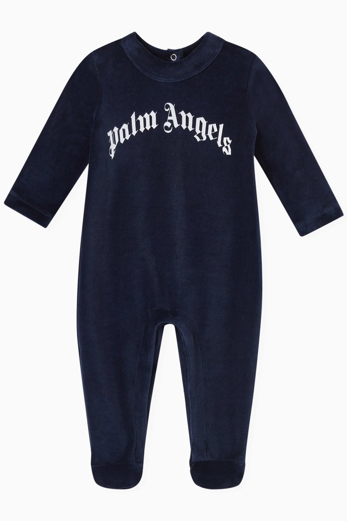 

Curved Logo Sleepsuit in Cotton, Blue