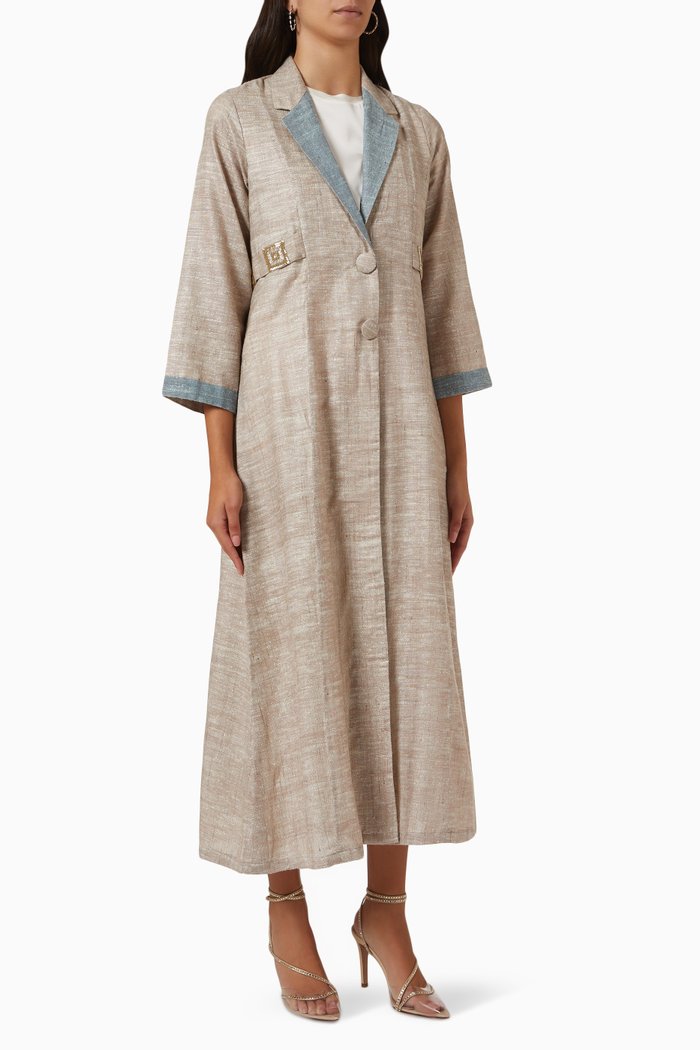 

Enora Long Jacket in Linen, Green