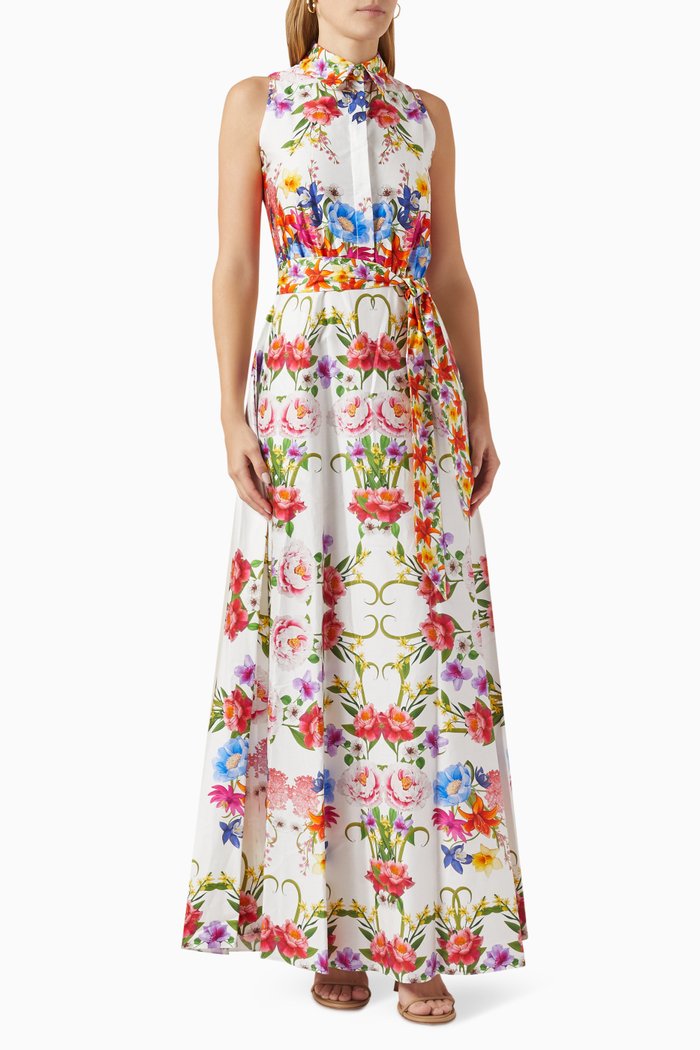 

Paloma Maxi Shirt Dress in Broderie Anglaise Cotton, Multicolour