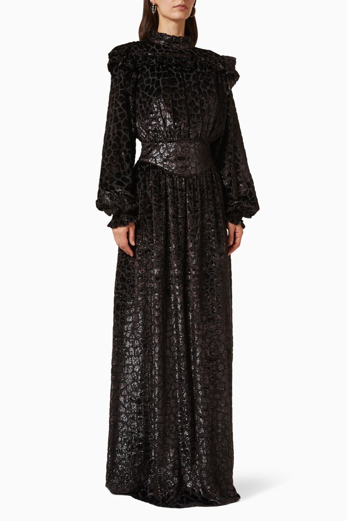 

Textured Balloon Sleeve Dress, Black