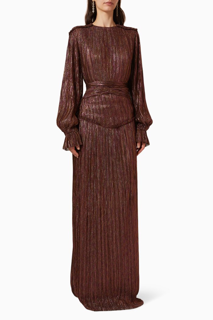

Balloon Sleeve Dress, Brown