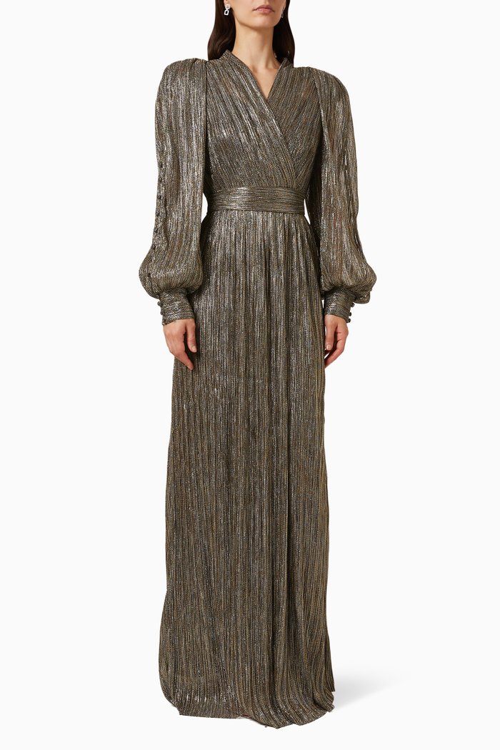

Balloon Sleeve Dress, Gold