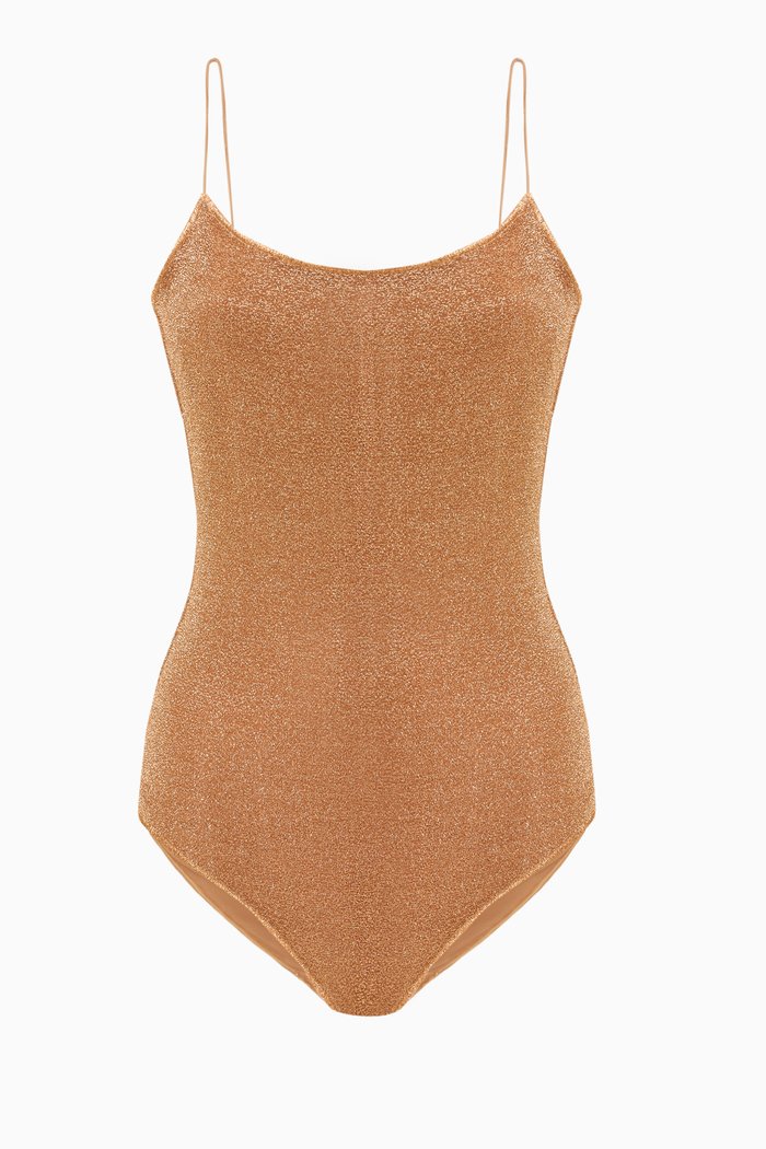 Lumiére Maillot Swimsuit in Lurex, Brown
