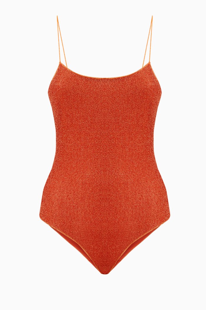 

Lumiére Maillot Swimsuit in Lurex, Orange