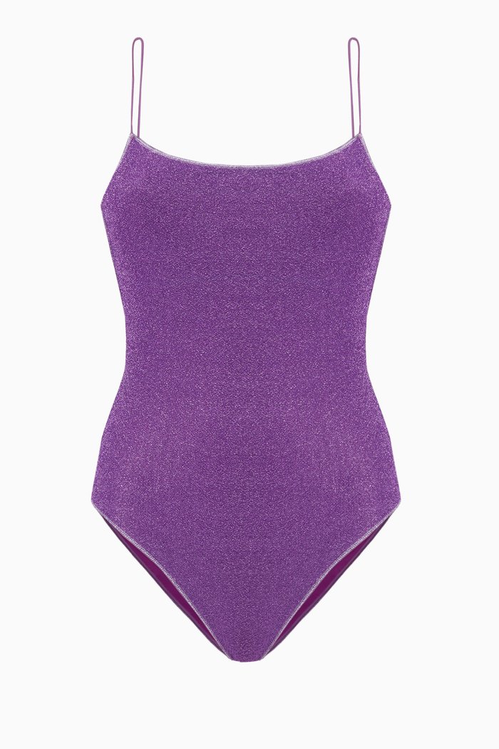 

Lumiére Maillot Swimsuit in Lurex, Purple