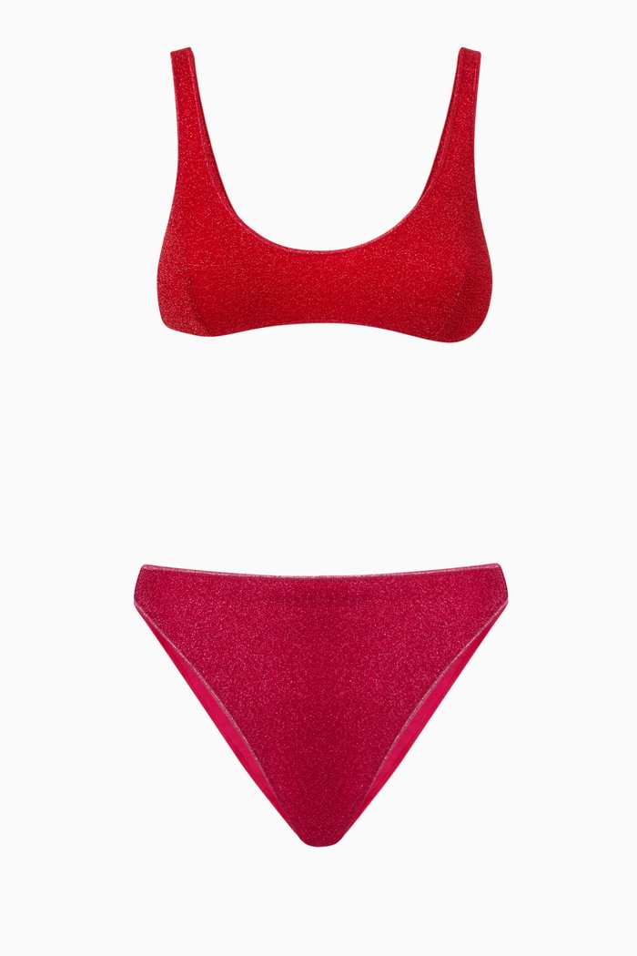 

Lumière Sporty 90s Bottoms Bikini Set, Red
