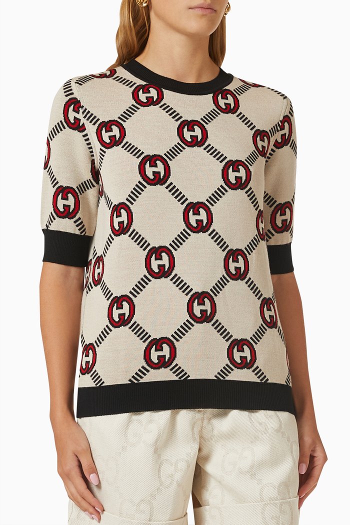 

Reversible Sweater in e Interlocking G Wool, Neutral
