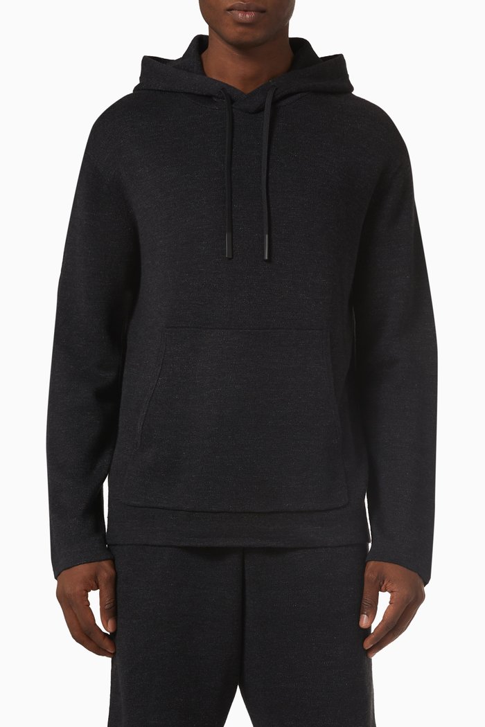 

Cannes Hooded Sweatshirt in Linen Blend, Black