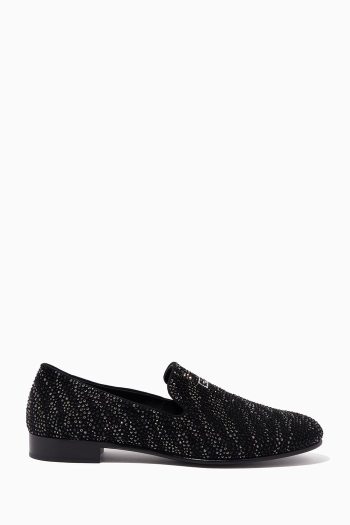 

Lewis Crystal Loafers in Embellished PU, Black