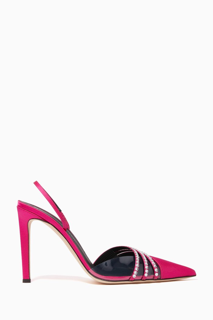 Audrine Slingback Pumps in Satin & PVC, Pink