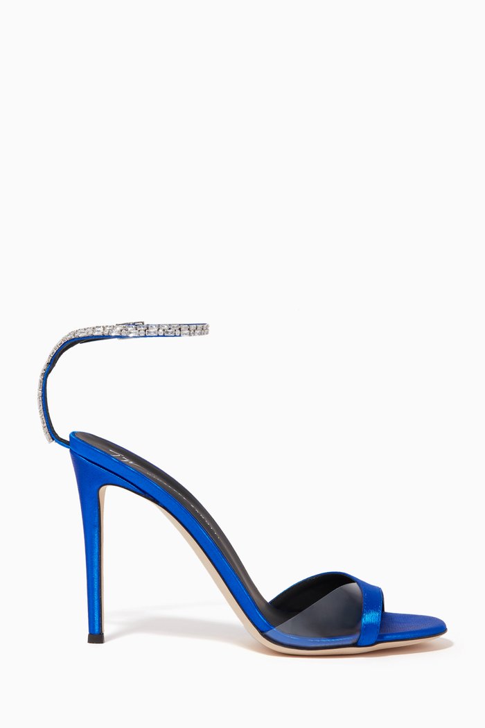 

Leeah Crystal Sandals in Satin & PVC, Blue