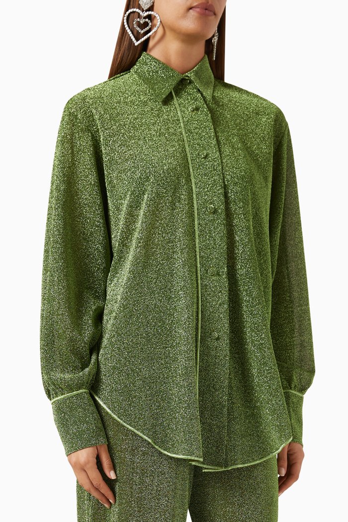 

Lumiere Colour-block Shirt in Lurex Nylon, Green
