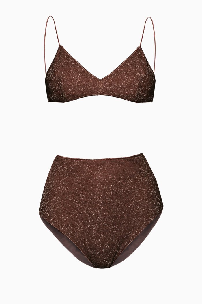 Lumiere High Waist Bikini Set, Brown